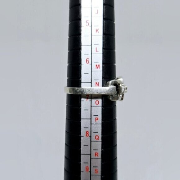 Sterling Silver Square Link with Crystal Gemstones Ring - Picture 11 of 12